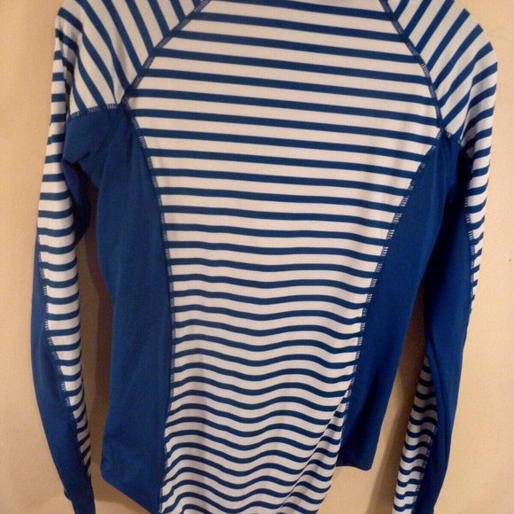 Cabana Life M Striped Dark Blue Geo Swim Unisuit Long Sleeves UPF 50 Padded Cup - Picture 7 of 8